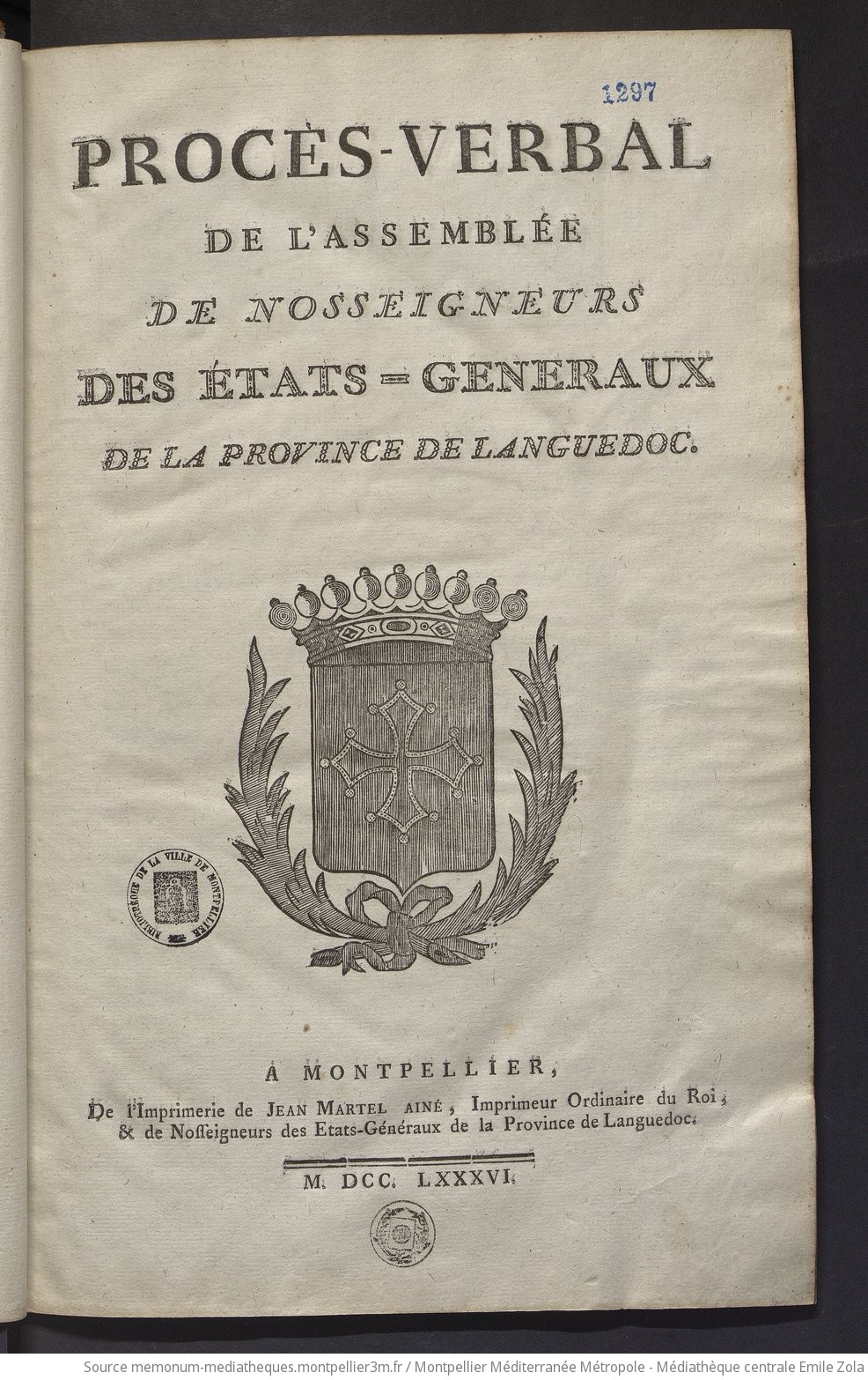 Languedoc. Etats. Procès verbaux. Séance du 12 janvier 1786 - vue 6 - page NP
