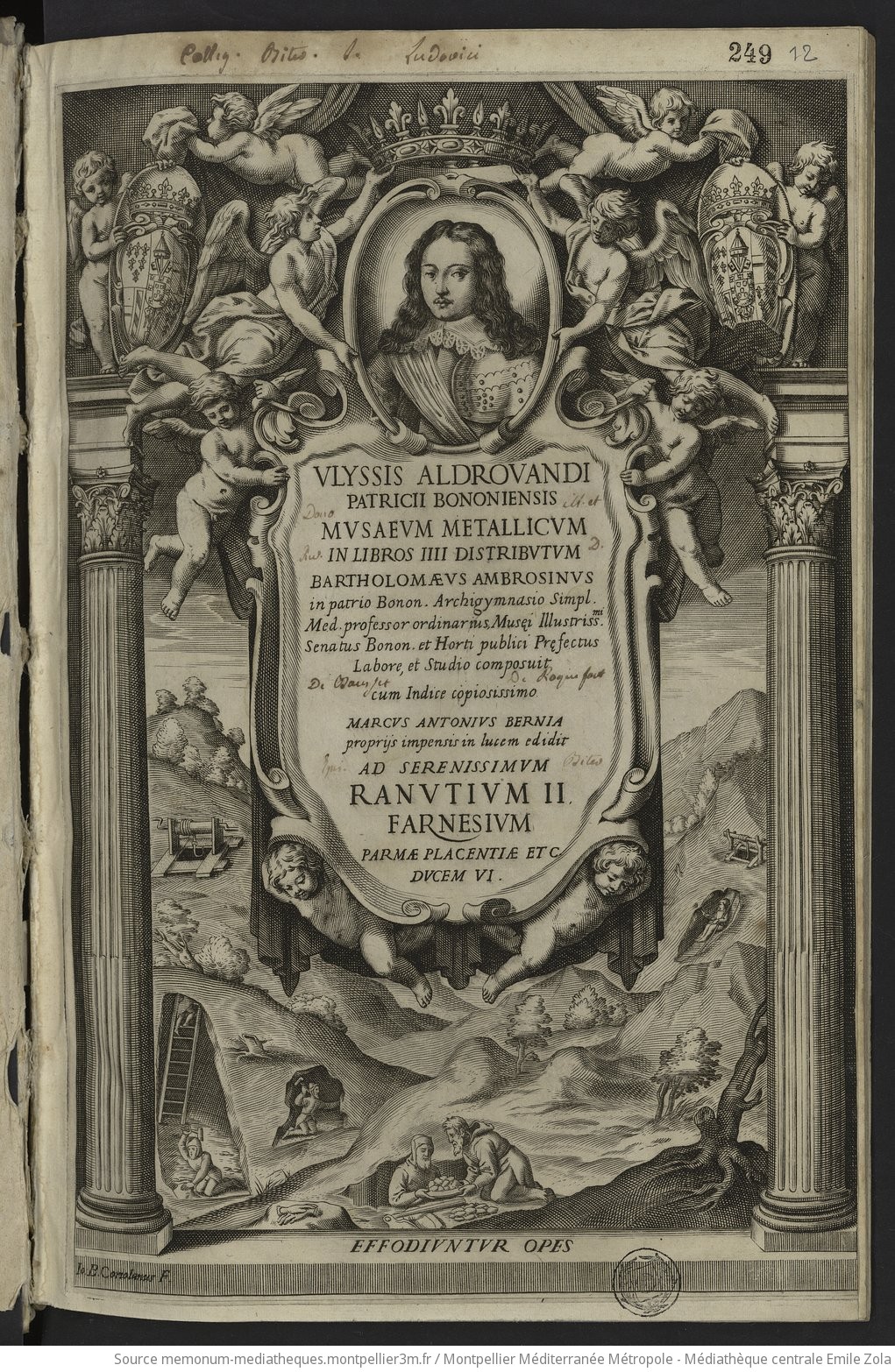 Ulyssis Aldrovandi... Musaeum metallicum in libros IIII distributum. Bartholomaeus Ambrosinus... composuit cum indice copiosissimo. Marcus Antonius Bernia propriis impensis in lucem editit - vue 5 - page NP