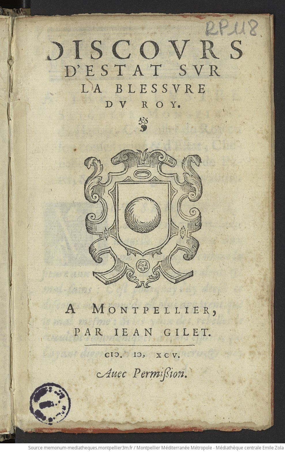 Discours d'Estat sur la blessure du Roy - vue 5 - page NP