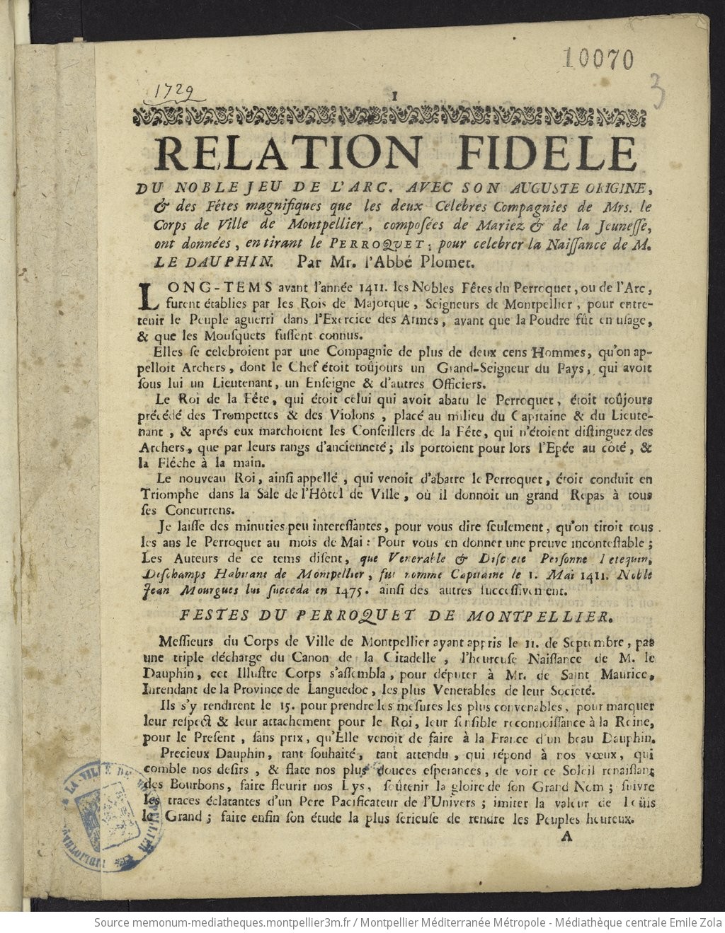 Relation fidèle du noble jeu de l'arc - vue 1 - page NP