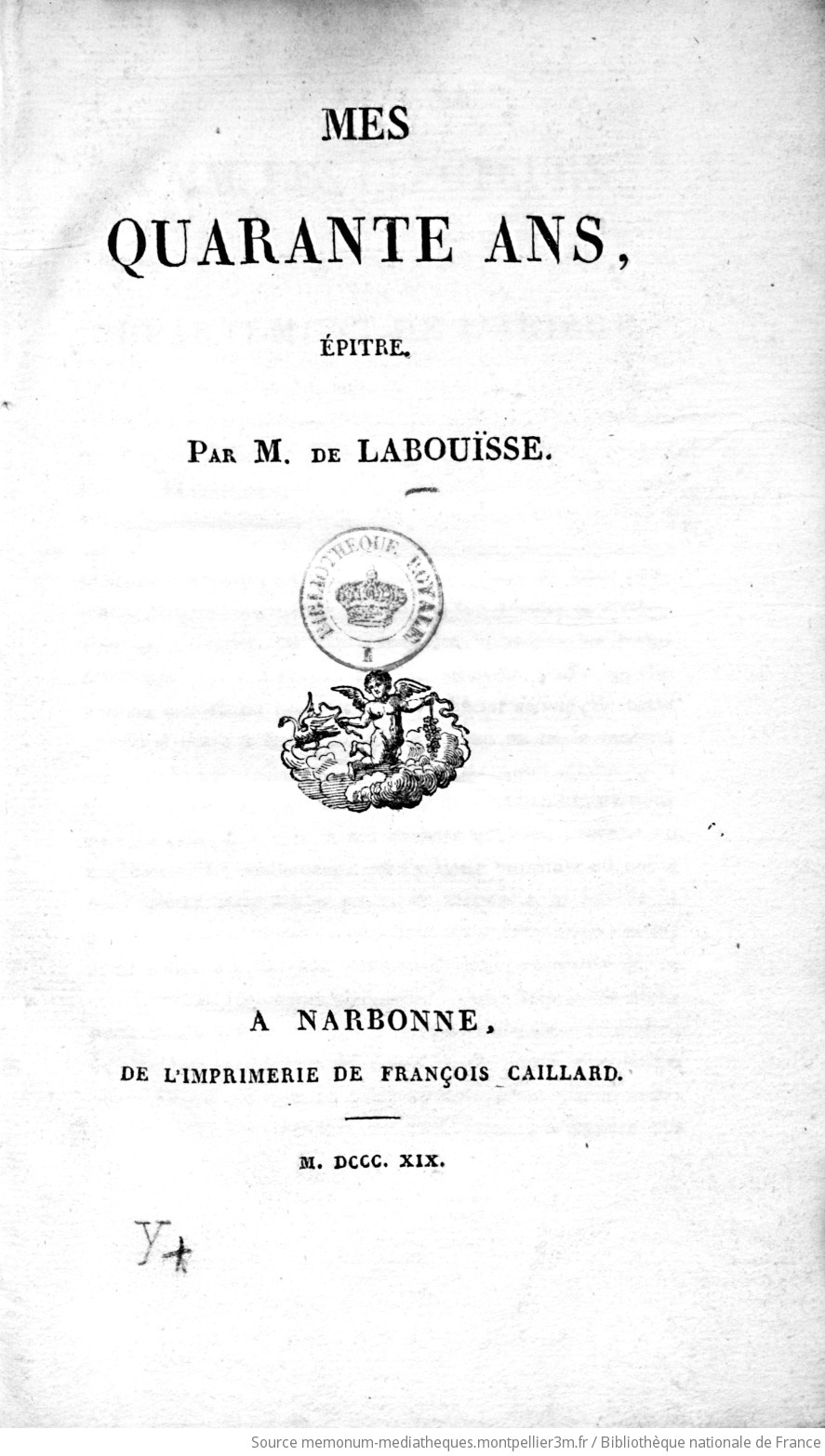 Mes quarante ans, épître, par M. de Labouïsse - vue 1 - page NP