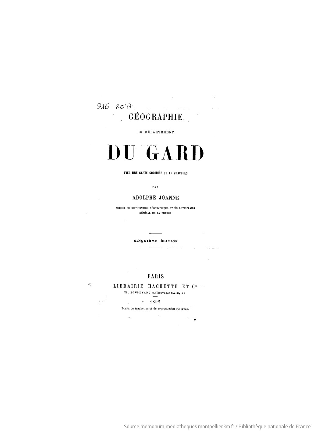 Géographie du département du Gard (5e édition) / par Adolphe Joanne,... - vue 2 - page NP
