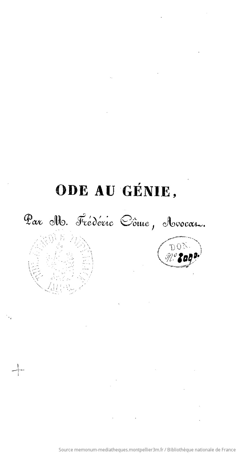 Ode au génie , par M. Frédéric Côme,... - vue 2 - page NP