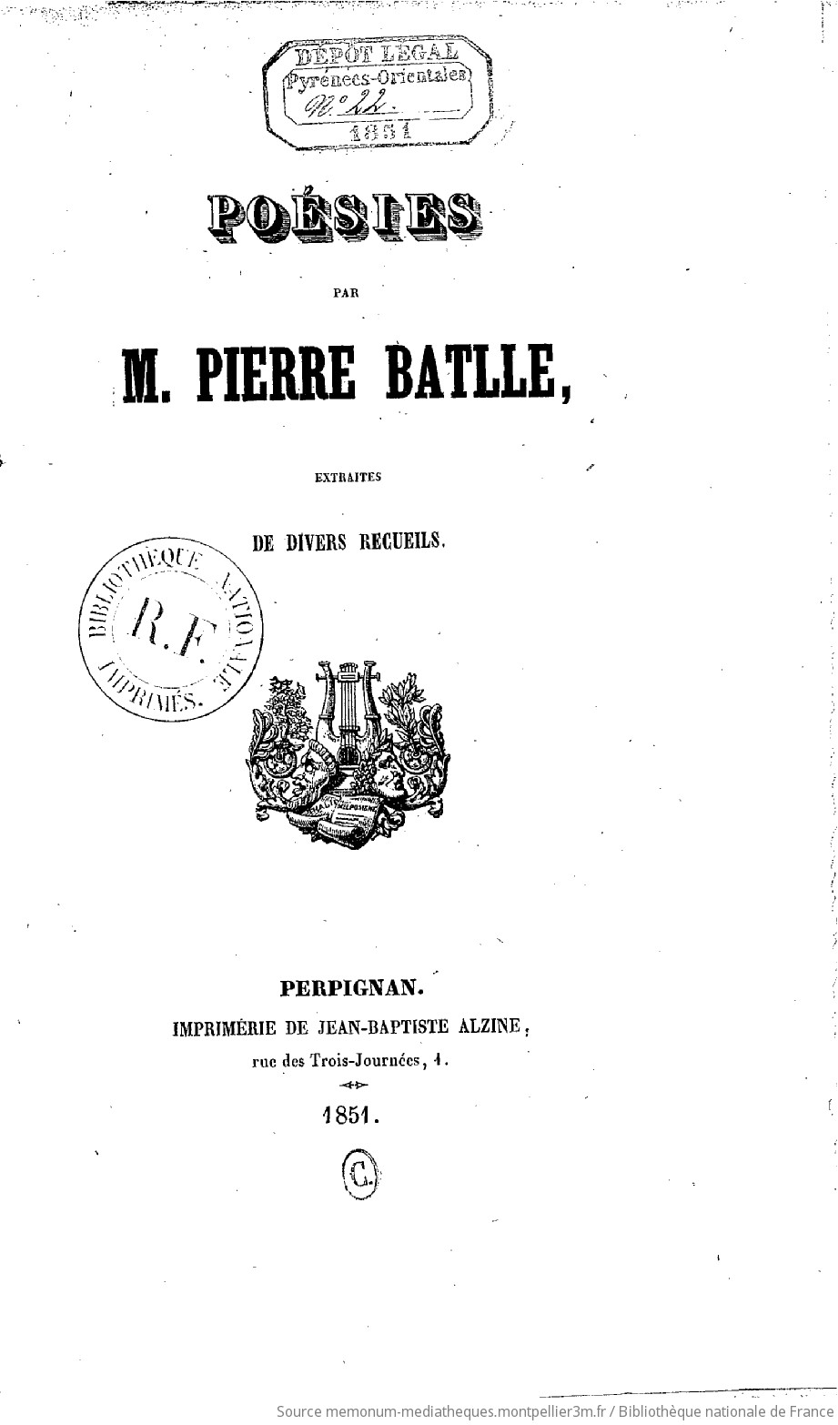 Poésies / par M. Pierre Batlle,... - vue 6 - page NP