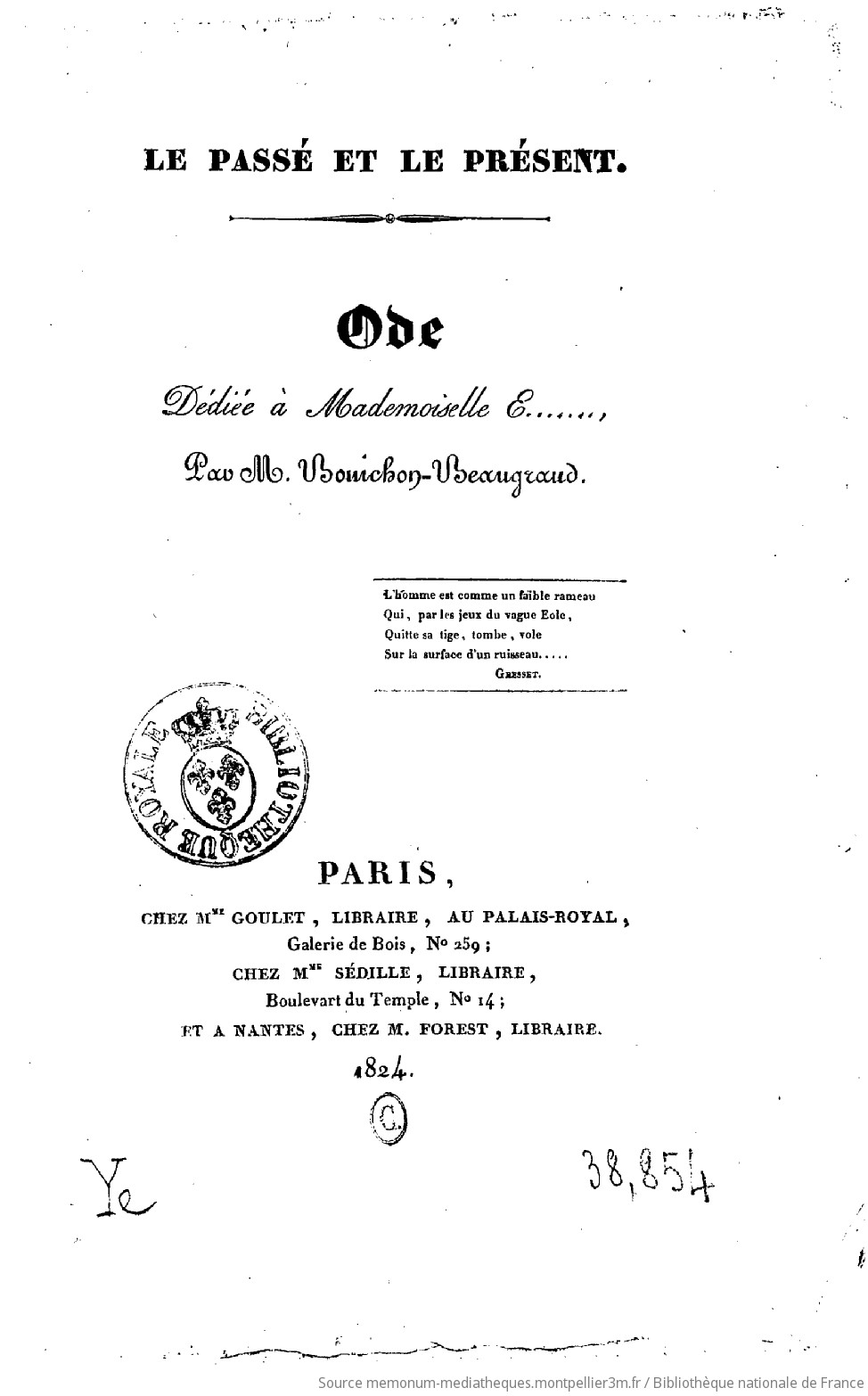 Le passé et le présent . Ode... par M. Bonichon-Beaugrand - vue 3 - page NP