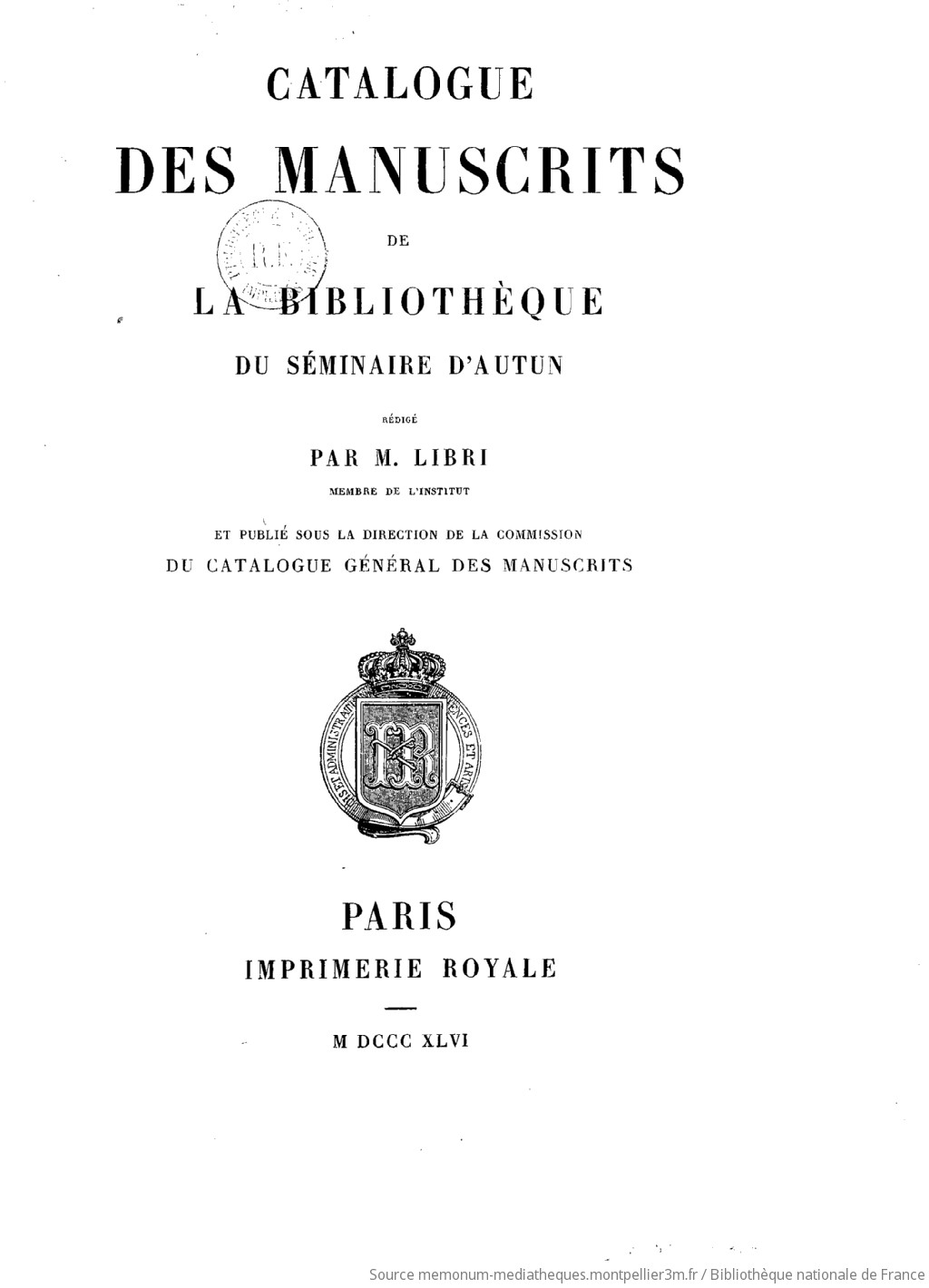 Catalogue général des manuscrits des bibliothèques publiques des départements / publié sous les auspices du ministre de l'Instruction publique - vue 8 - page NP