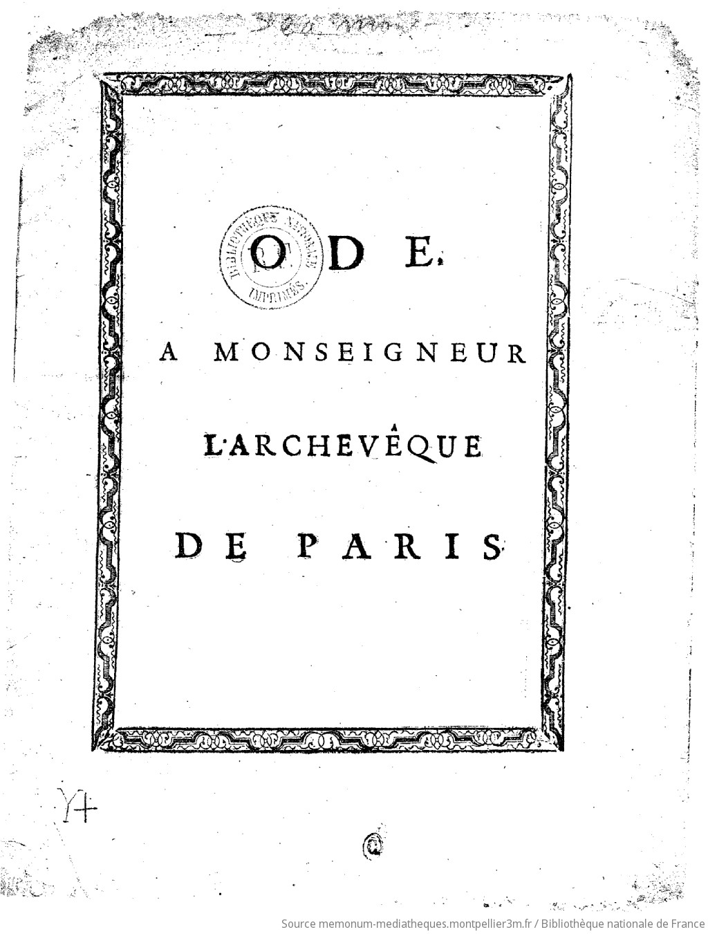 Ode à Monseigneur l'archevêque de Paris - vue 2 - page NP