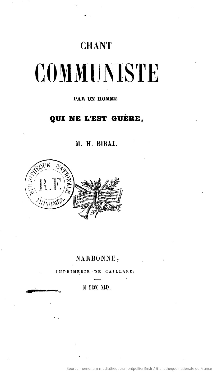 Chant communiste, par un homme qui ne l'est guère, M. H. Birat - vue 6 - page NP