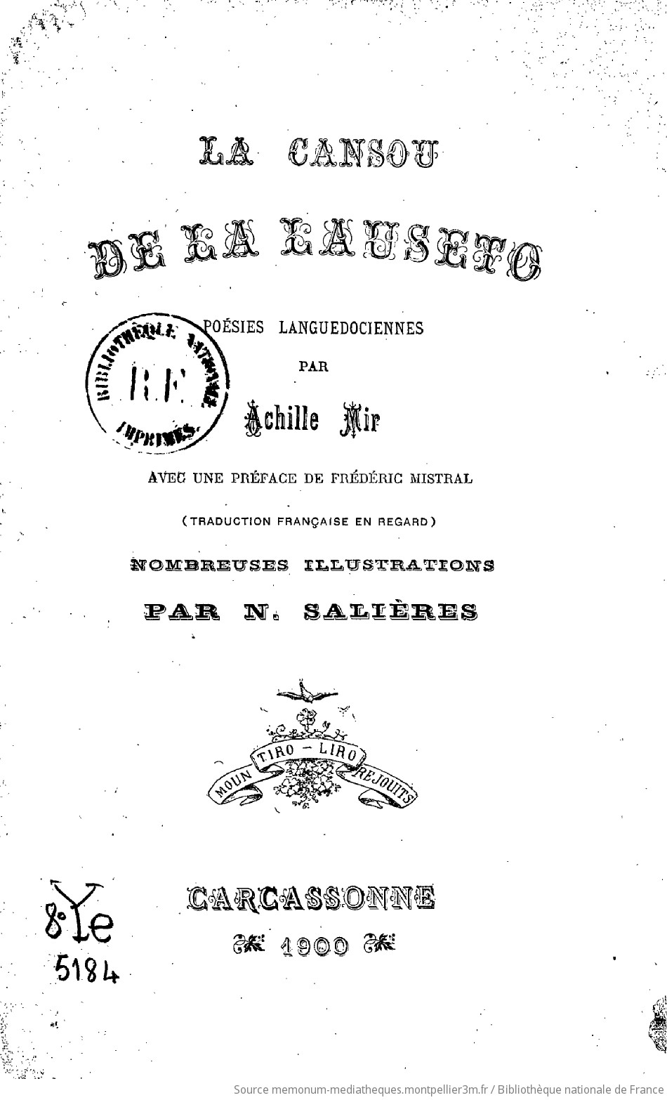 La Cansou de la Lauseto, poésies languedociennes par Achille Mir, avec une préface de Frédéric Mistral (traduction française en regard) - vue 8 - page NP