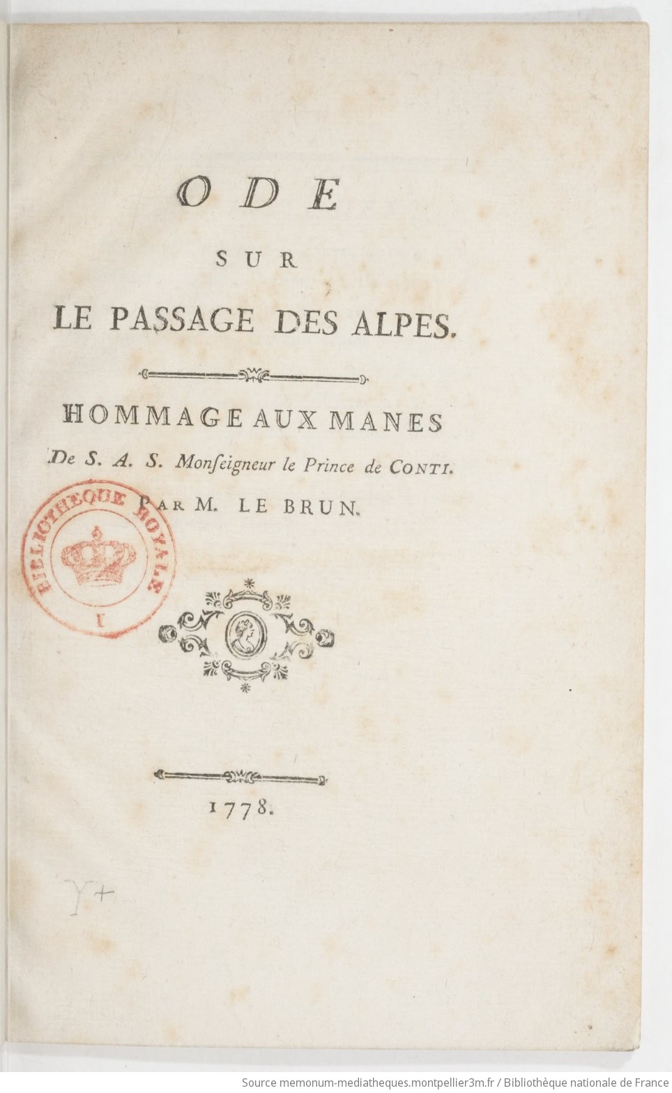 Ode sur le passage des Alpes . Hommage aux mânes de S. A. S. monseigneur le prince de Conti. Par M. Le Brun - vue 5 - page NP