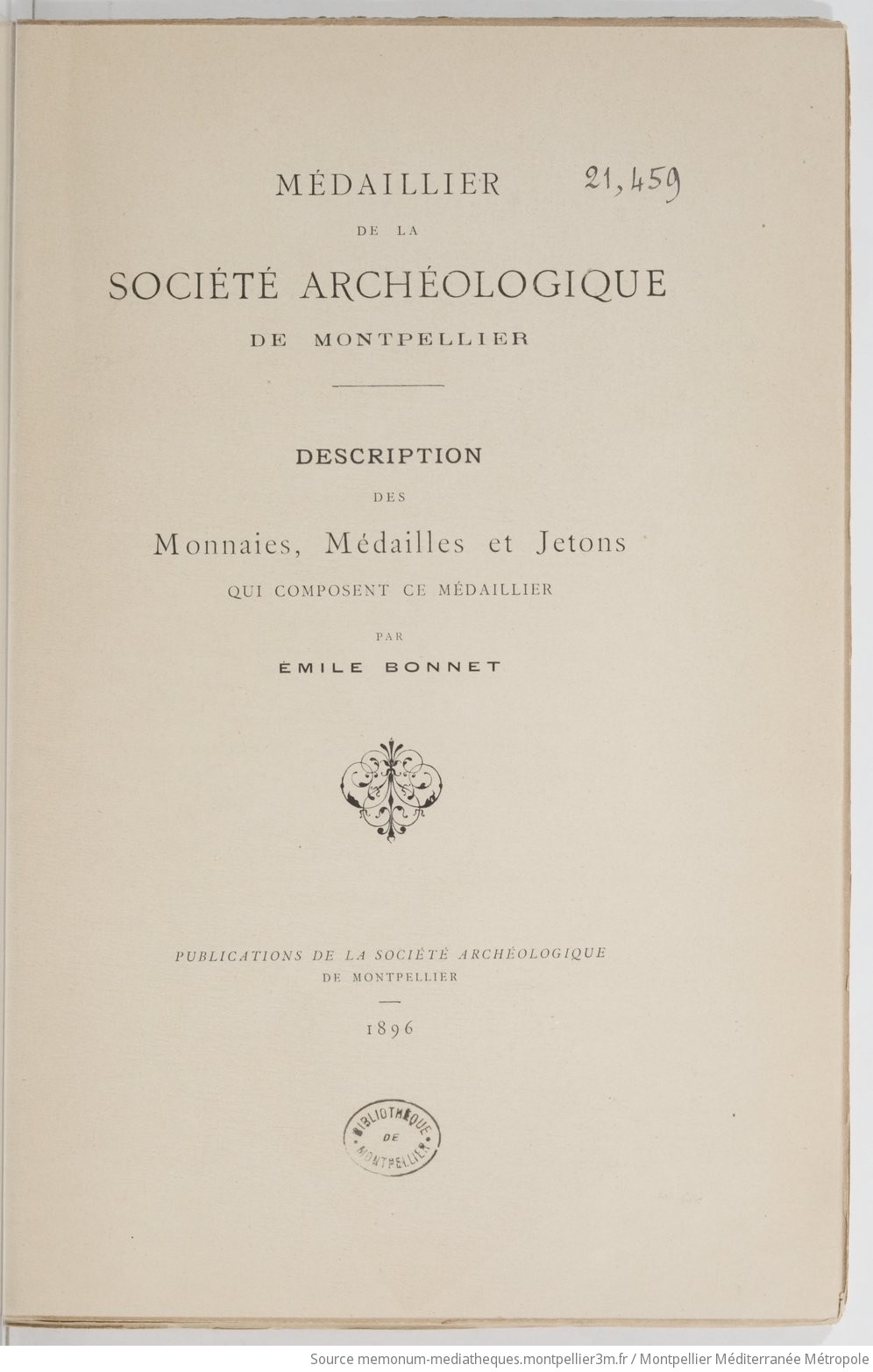 Médaillier de la Société archéologique de Montpellier : description des monnaies, médailles et jetons qui composent ce médaillier. Monnaies antiques / par Emile Bonnet - vue 7 - page NP