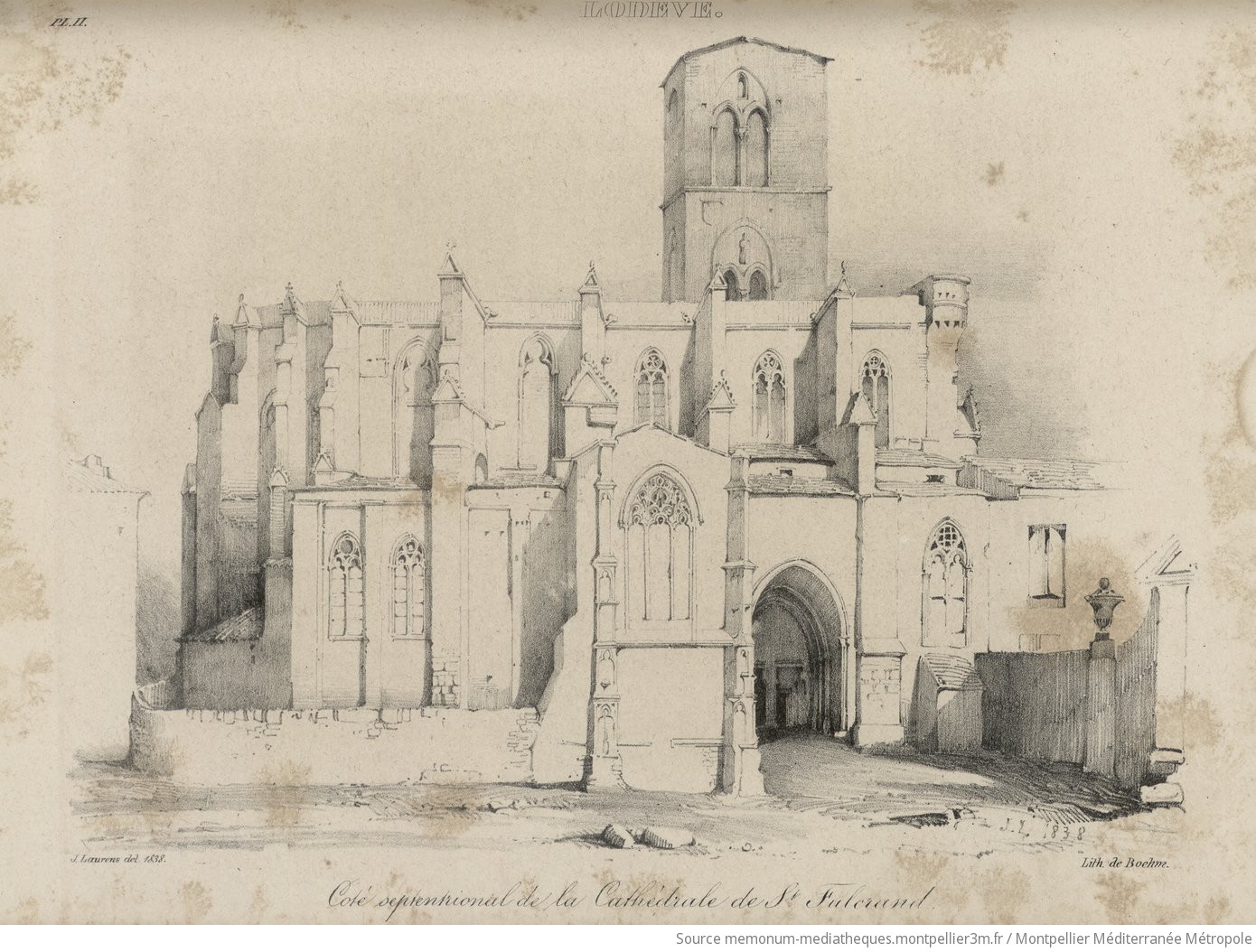 Côté septentrional de la cathédrale de Saint-Fulcrand [Lodève]
