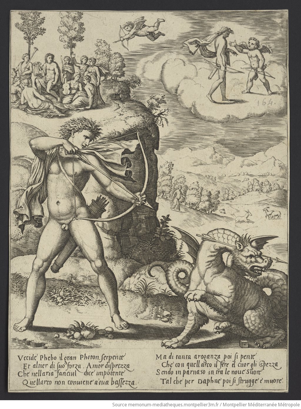 Apollon tuant le serpent Python