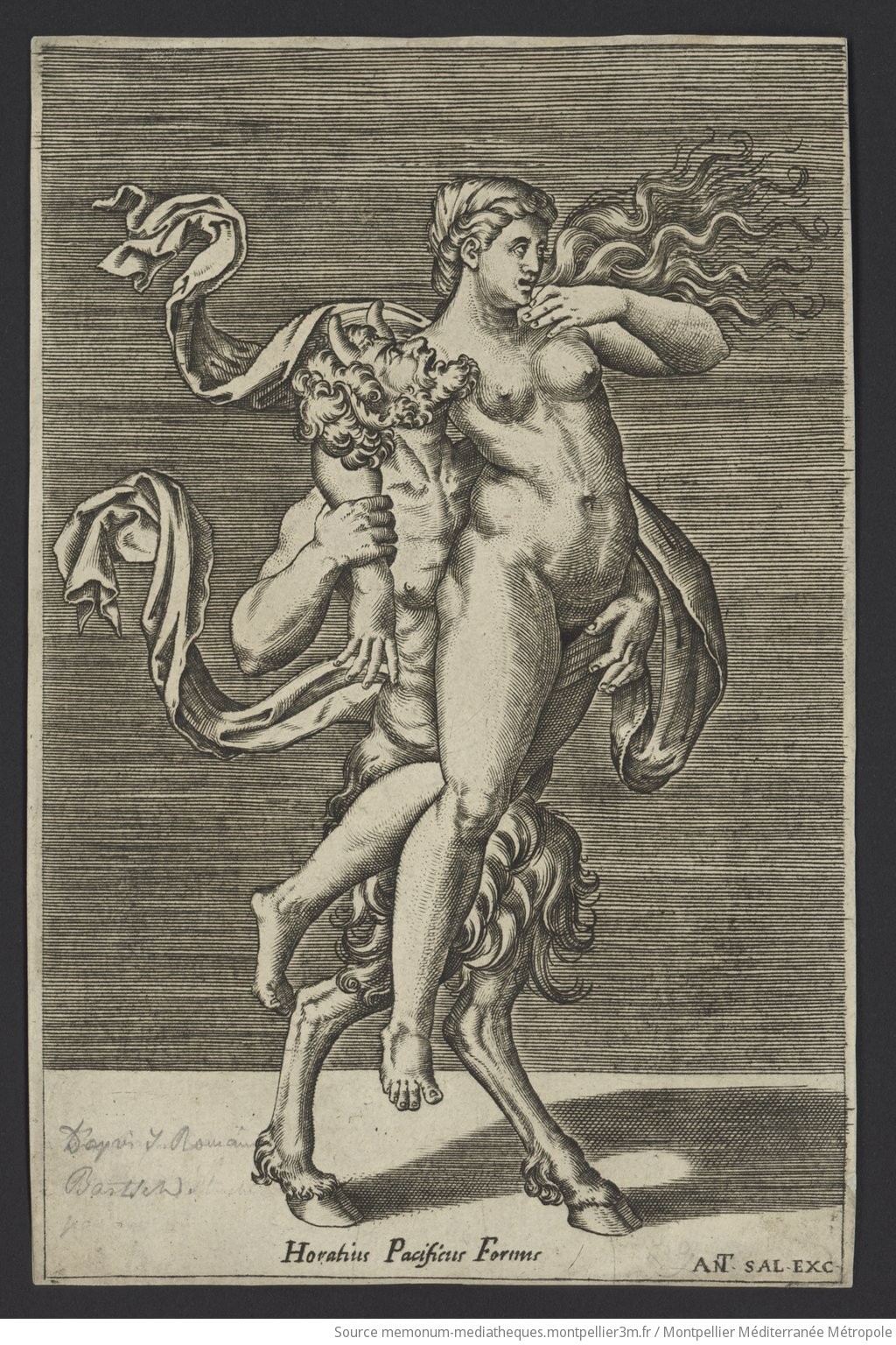 Satyre enlevant une nymphe