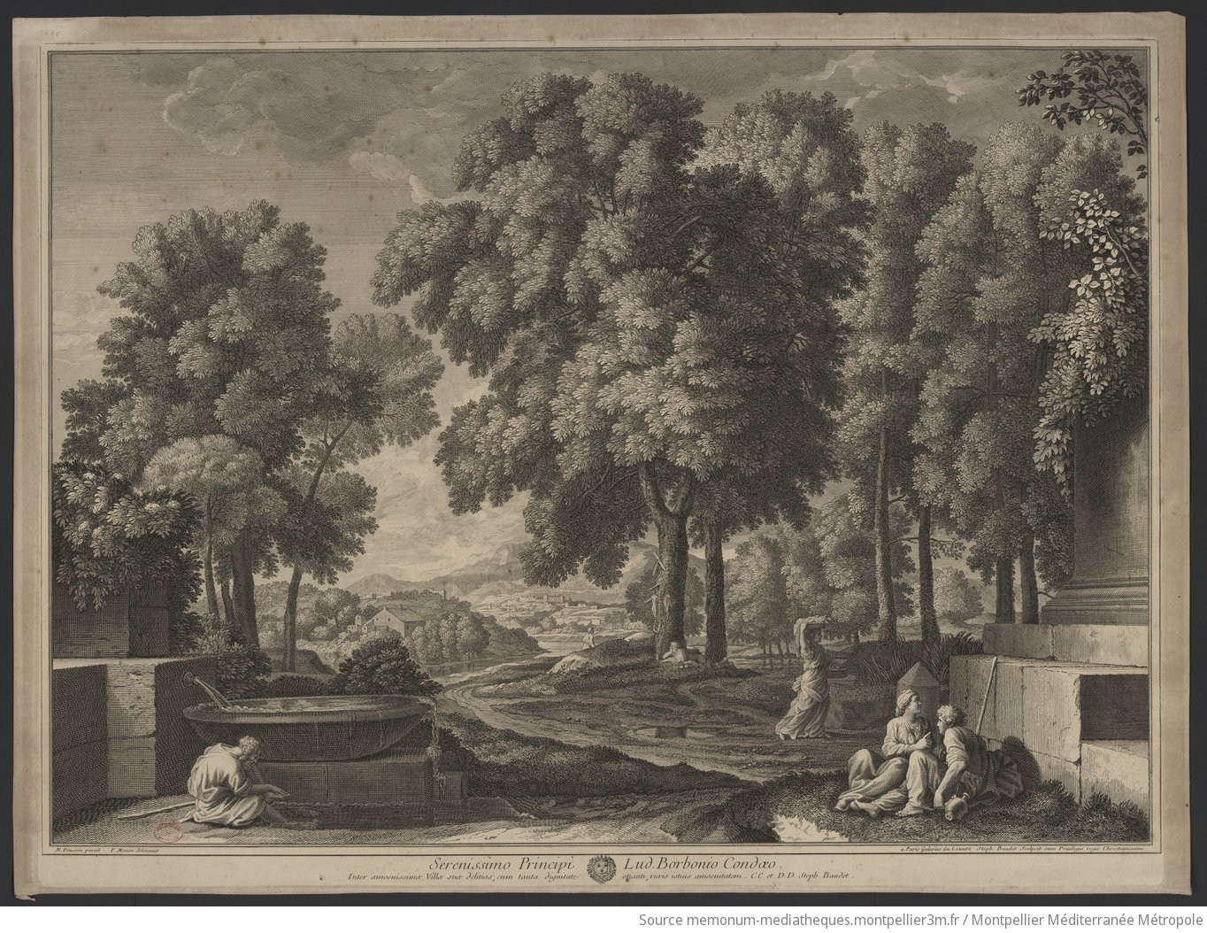 Paysage avec un homme se lavant les pieds