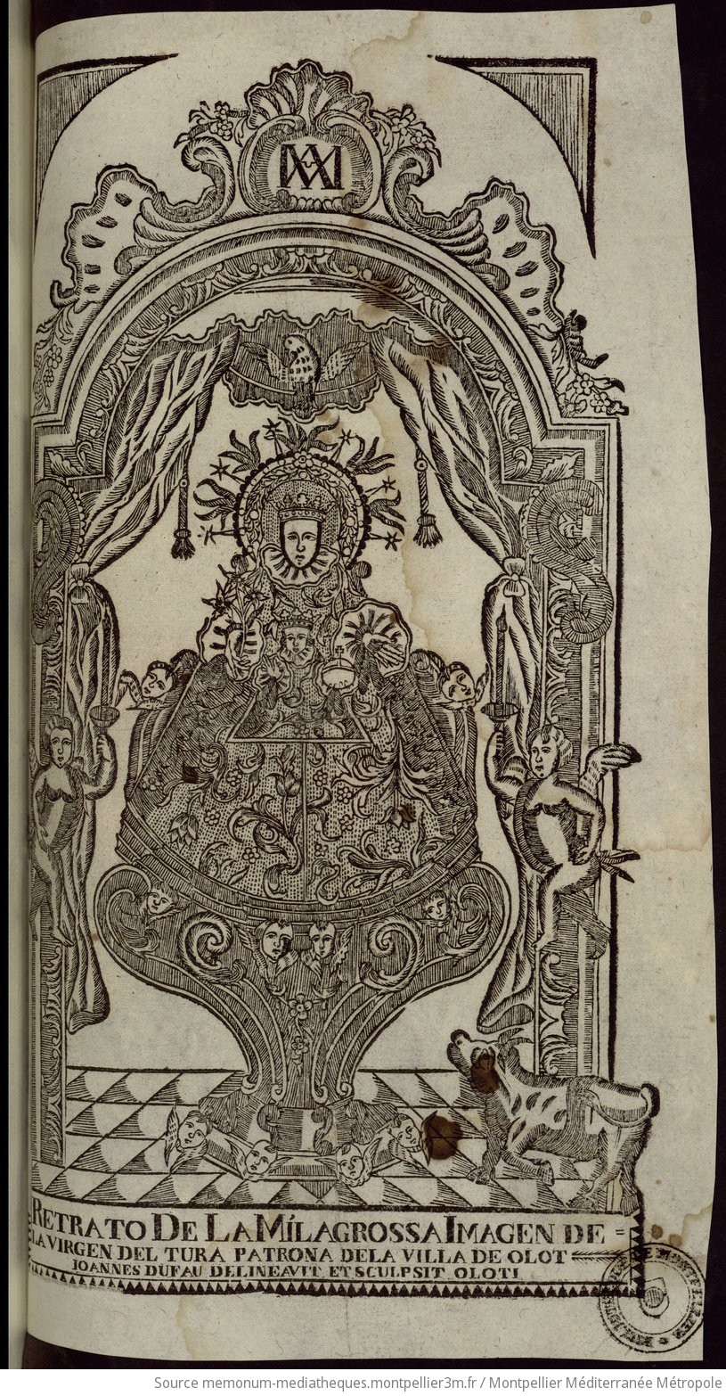 Retrato de la milagrossa imagen de la Virgen del Tura patrona de la villa de Olot