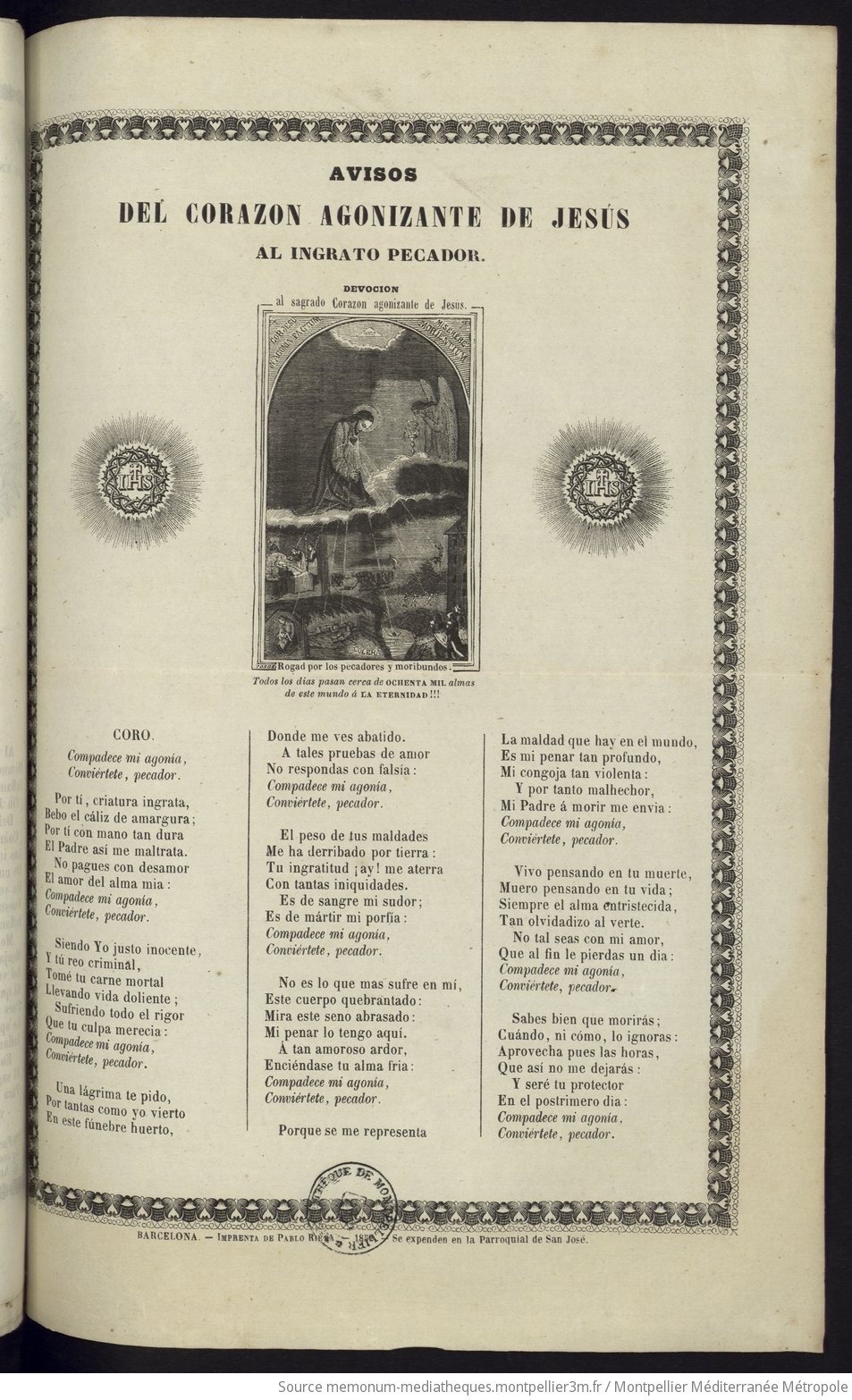 Avisos del Corazon agonizante de Jesus al ingrato pecador