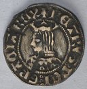 IACOBVS DEI GRACIA REX. Buste couronné, à g. [Revers : ] CI : VI-TAS B-ARCK-NONA. Croix coupant la légende et cantonnée, aux 1er et 4e, d'un annelet, aux 2e et 3e de trois besants : Monnaie étrangère -- Rois d'Aragon | 