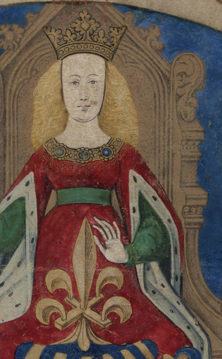 peinture femme sur trône robe rouge