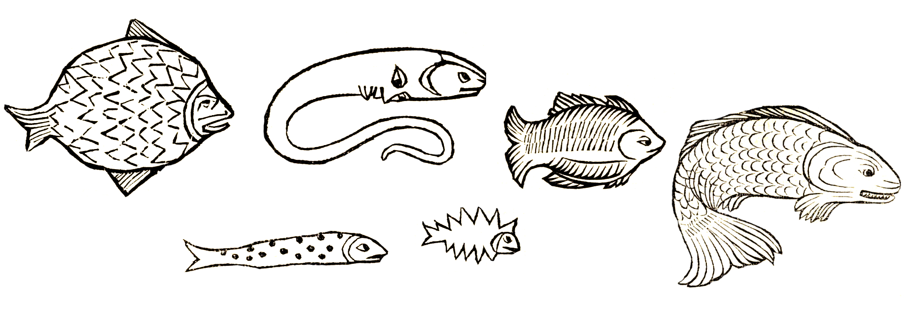 dessins noir et blanc poissons