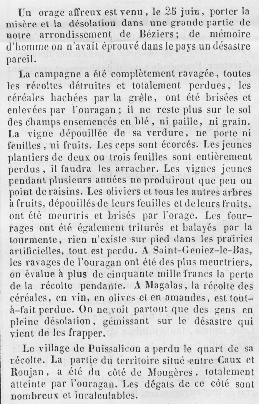 Article La Vérité nouvelles locales 30 juin 1844